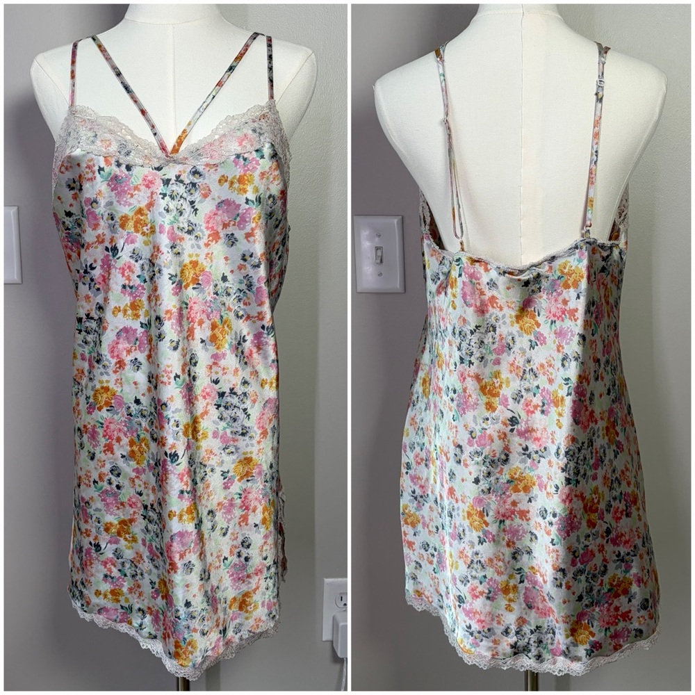 Madewell Floral Satin Slip Dress